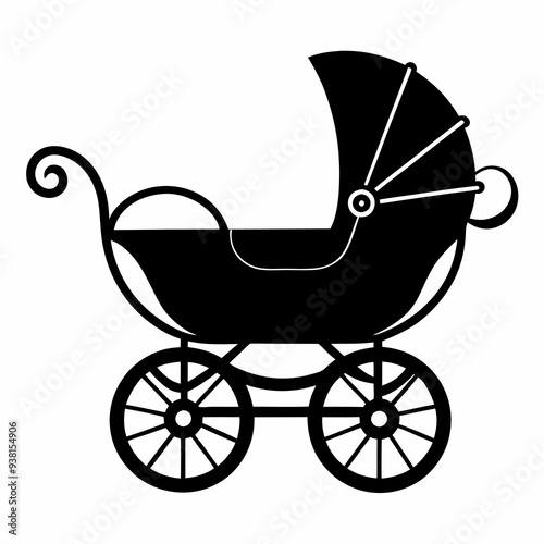 Baby carriage Black silhouette