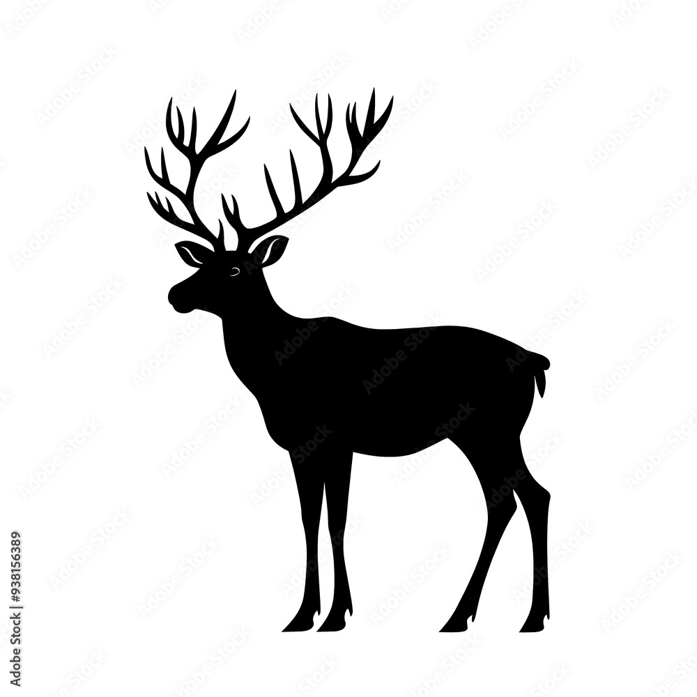 Obraz premium Silhouette of a majestic deer with antlers.