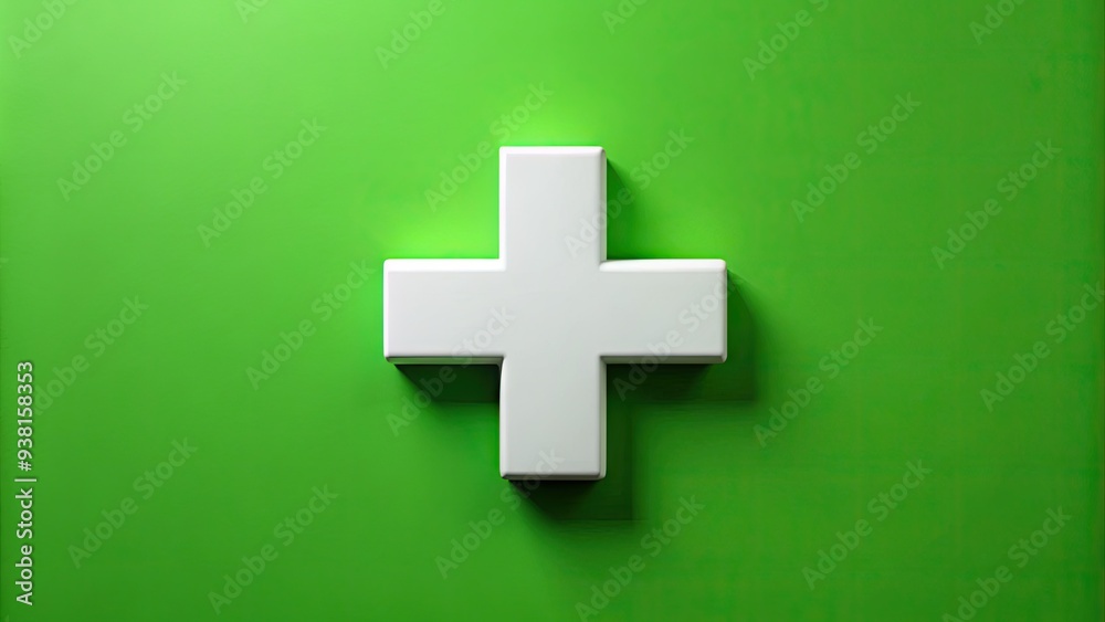 A white cross on a green background, symbolizing healthcare, emergency, and medical assistance, representing first aid and urgent care in a subtle and effective way. A white cross on a green background, symbolizing healthcare, emergency, and medical assistance, representing first aid and urgent care in a subtle and effective way.