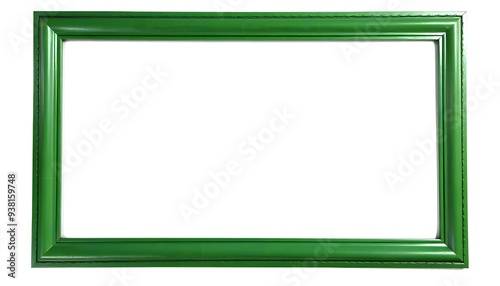 A modern green picture frame isolated on a white background