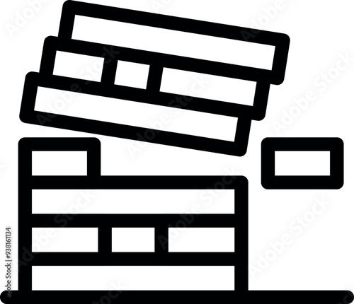 Unstable construction work with wooden plank falling down, representing workplace safety hazard