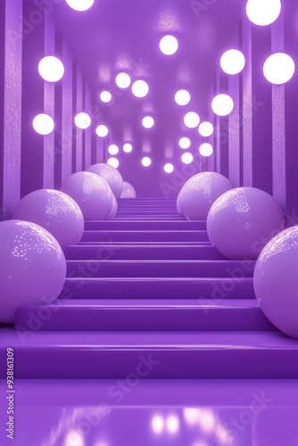 Colorful purple geometric shapes arranged artistically with varied textures a...