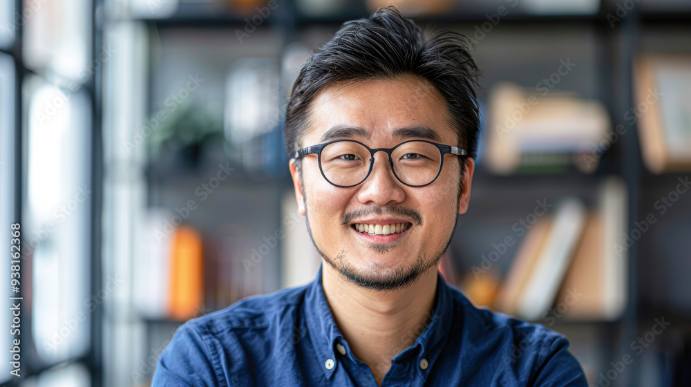 A man wearing glasses is smiling and posing for a picture A man wearing glasses is smiling and posing for a picture