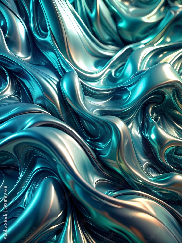 Abstract Liquid Metal Flow: A mesmerizing digital rendering of a swirling, shimmering blue and silver liquid. The organic, fluid forms evoke a sense of motion and energy, Abstract Liquid Metal Flow: A mesmerizing digital rendering of a swirling, shimmering blue and silver liquid. The organic, fluid forms evoke a sense of motion and energy,