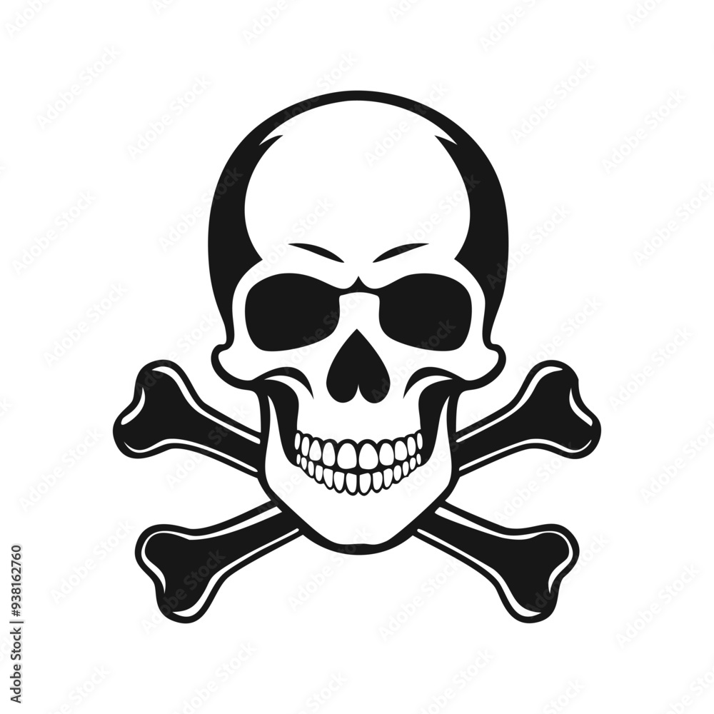 Hand drawn skull and crossbones silhouette illustration Hand drawn skull and crossbones silhouette illustration