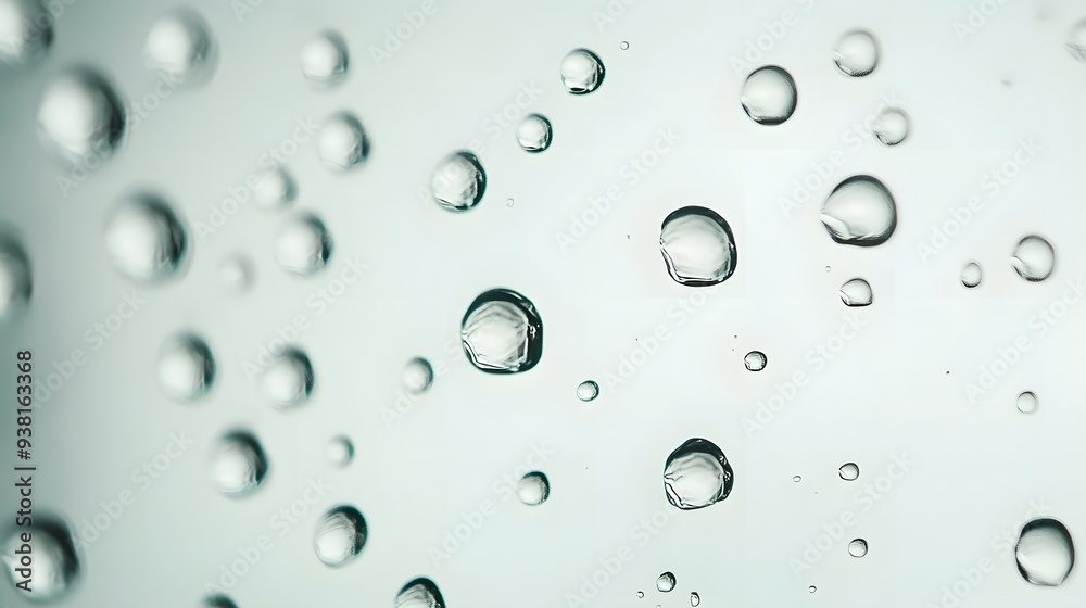 Rain Drops on Glass: Raindrops beading on a transparent surface, creating a refractive effect against a white background.
Rain Drops on Glass: Raindrops beading on a transparent surface, creating a refractive effect against a white background.
