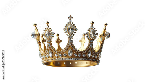 Golden Royal Crown, Isolated on White Background