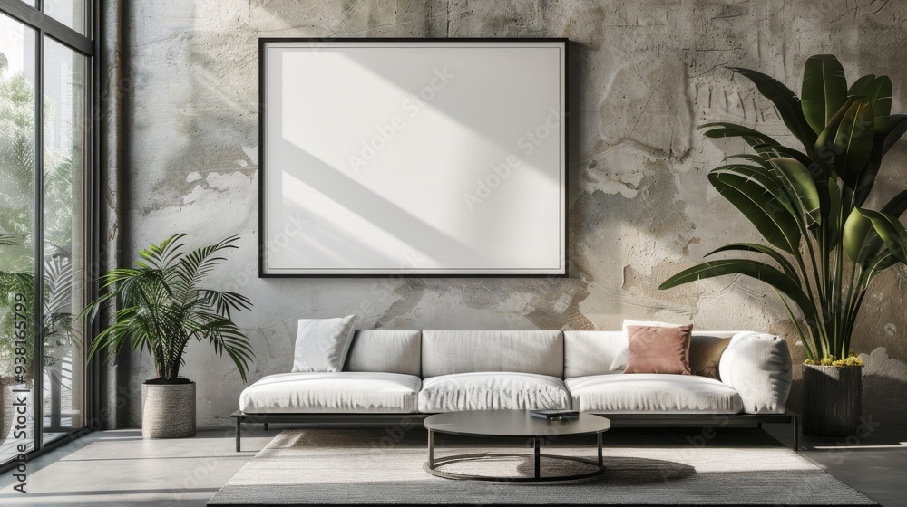 mock up poster frame , interior background , interior space , living room , contemporary style mock up poster frame , interior background , interior space , living room , contemporary style
