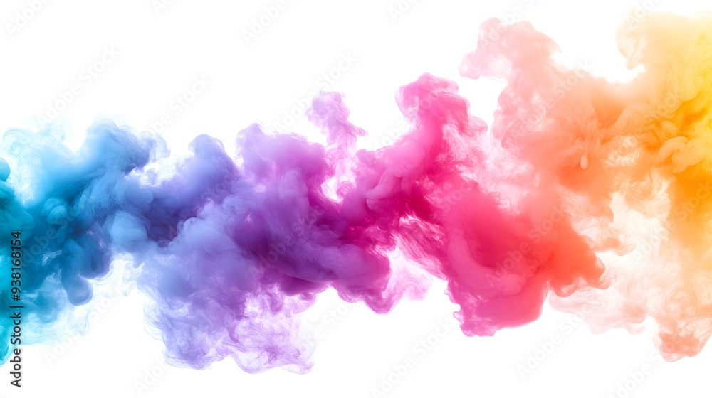 Fototapeta premium Smoke Bomb Explosion: A burst of colorful smoke from a smoke bomb, with plumes billowing out on a crisp white background. 