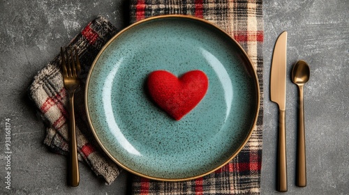Heart-shaped dessert with fresh tomatoes on a stylish plate for a romantic di...