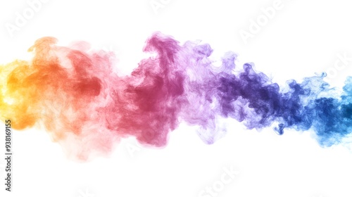 Smoke Bomb Explosion: A burst of colorful smoke from a smoke bomb, with plumes billowing out on a crisp white background. 