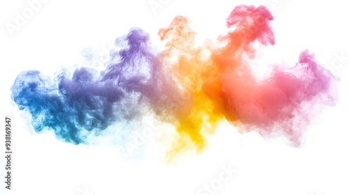 Smoke Bomb Explosion: A burst of colorful smoke from a smoke bomb, with plumes billowing out on a crisp white background. 