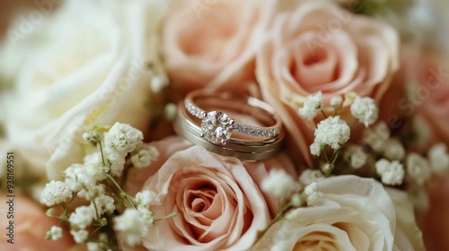 Couple exchanging wedding rings during an outdoor ceremony at sunset
