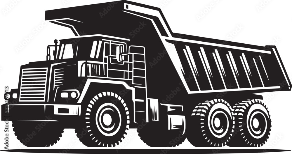 Dump Truck silhouette vector illustration isolated on a white background Dump Truck silhouette vector illustration isolated on a white background