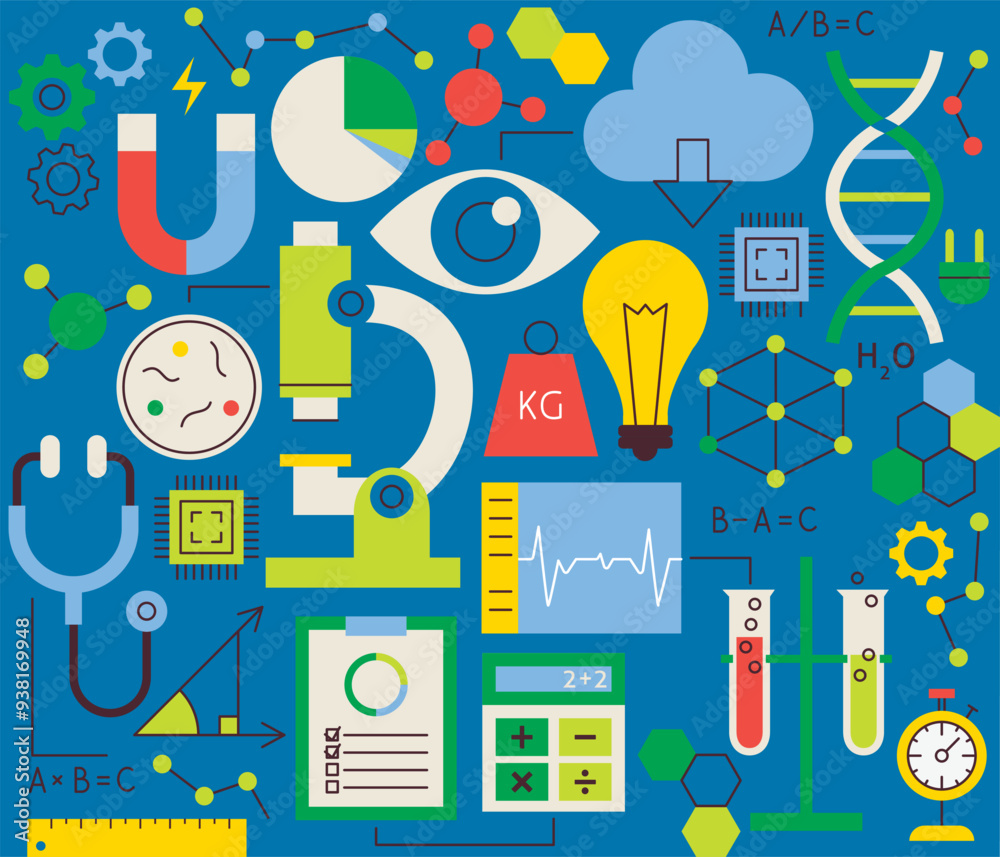 Physics Science Flat Line. Vector Illustration of Solid Colorful and Outline Education Objects. Mechanics and Optics Sign. Chemistry and Laboratory.. Physics Science Flat Line. Vector Illustration of Solid Colorful and Outline Education Objects. Mechanics and Optics Sign. Chemistry and Laboratory..