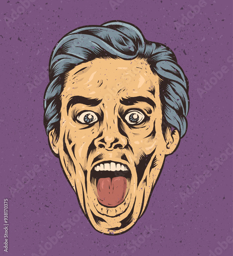 Screaming Man Illustration with Pop Art Style