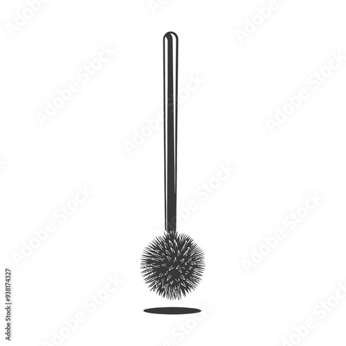 Black and White Illustration of a Toilet Brush