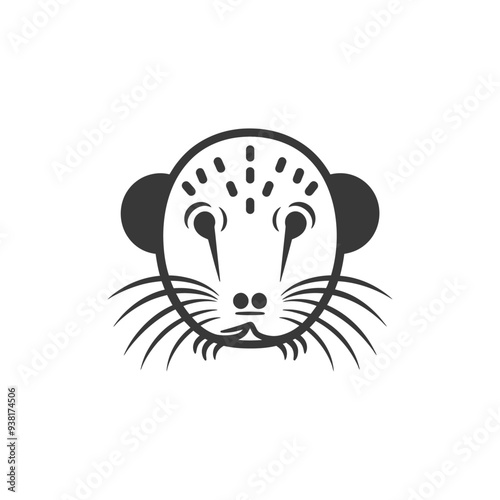 Black and White Illustration of a Weasels Face