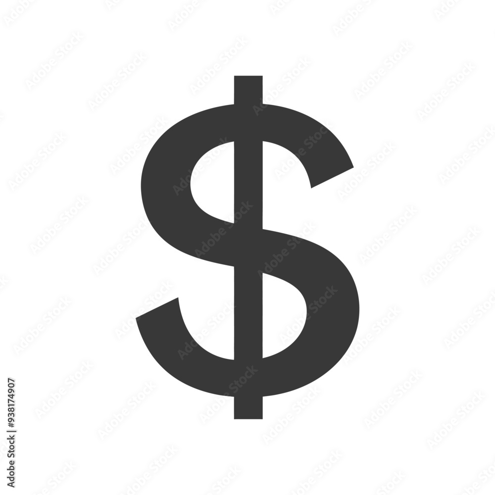Black and White Illustration of the US Dollar Symbol Black and White Illustration of the US Dollar Symbol