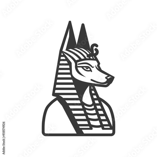 Black and White Illustration of the Egyptian God Anubis