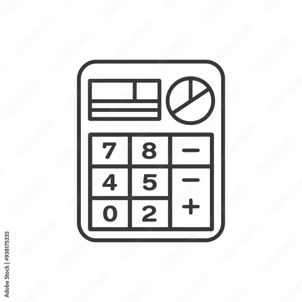 Black and White Line Art Calculator Icon Black and White Line Art Calculator Icon