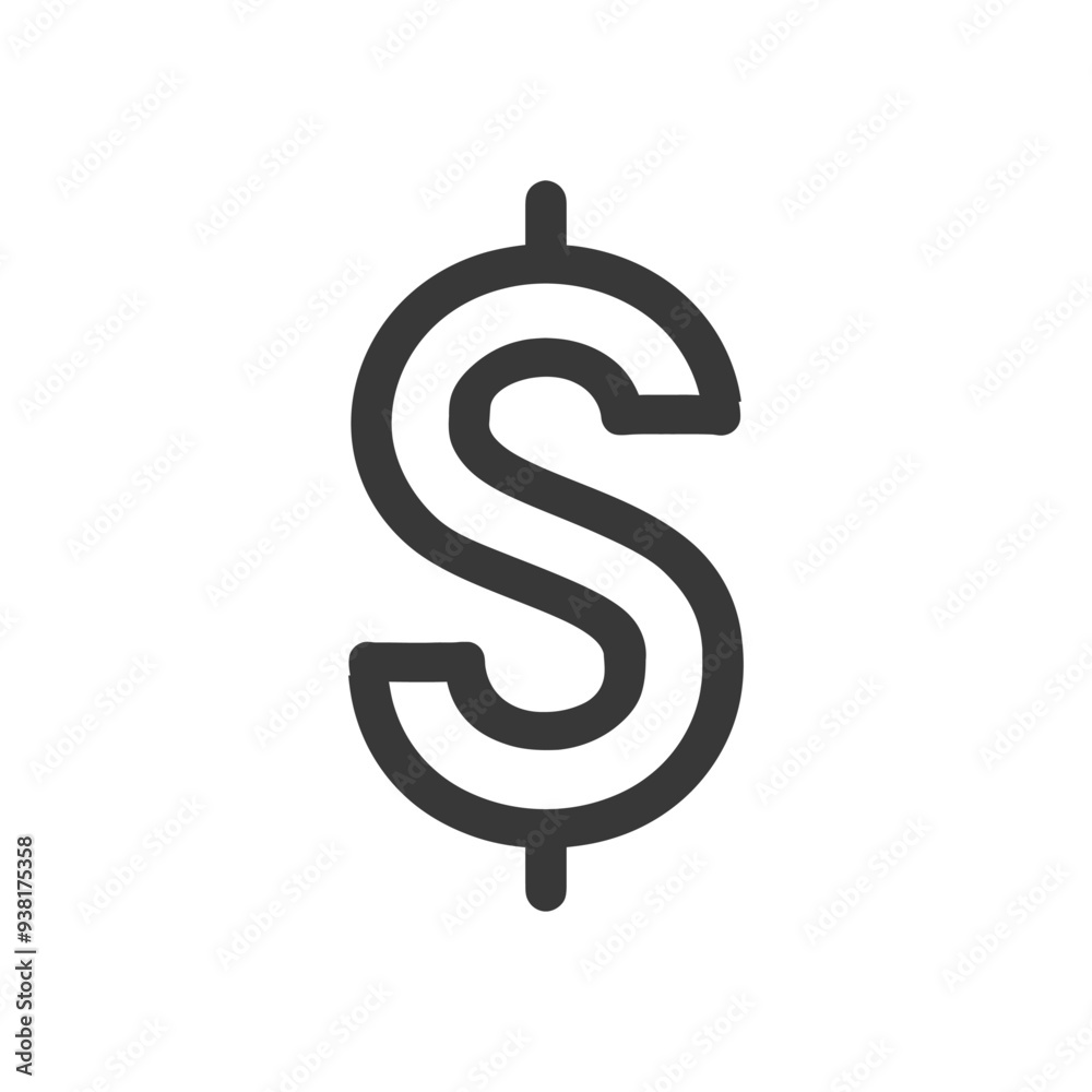 Black and White Line Art Dollar Sign Icon Black and White Line Art Dollar Sign Icon