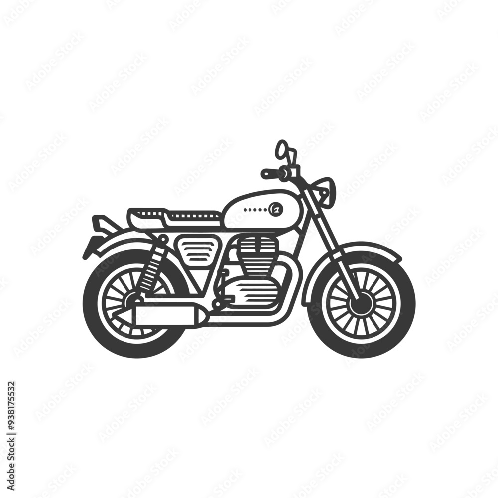 Obraz premium Black and White Line Art Illustration of a Classic Motorcycle