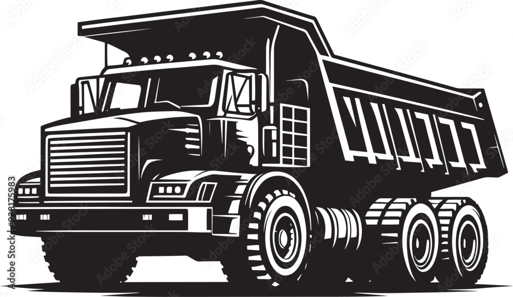 Dump Truck silhouette vector illustration isolated on a white background Dump Truck silhouette vector illustration isolated on a white background