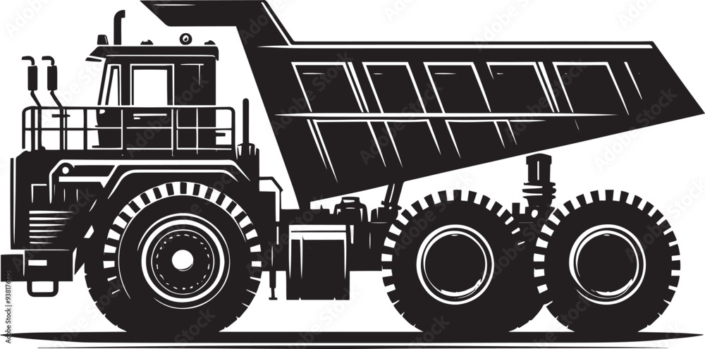 Dump Truck silhouette vector illustration isolated on a white background Dump Truck silhouette vector illustration isolated on a white background