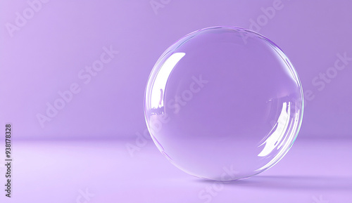 One soap bubble on a purple background