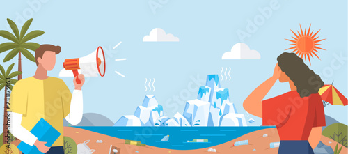 Hot weather vector illustration. Ecology observes ballet atmosphere and heating, partners entwined in dance hot weather The sun, radiant composer, directs ensemble high temperatures