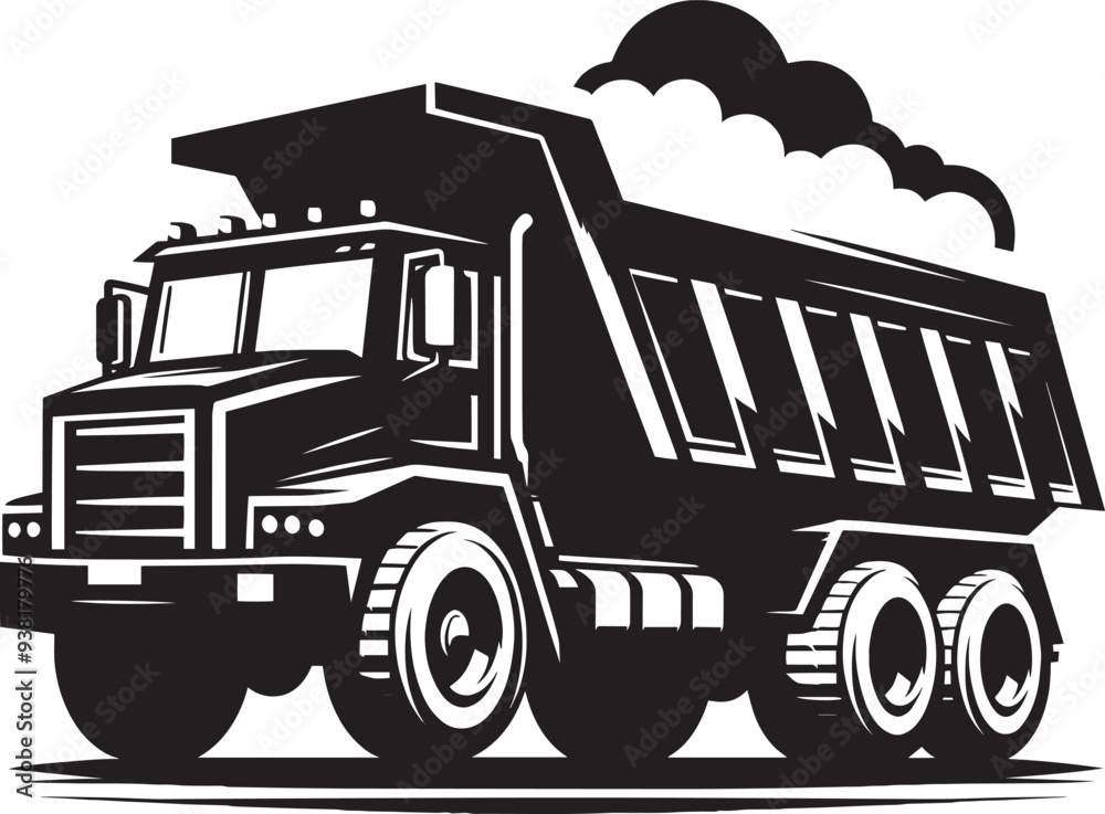 Dump Truck silhouette vector illustration isolated on a white background Dump Truck silhouette vector illustration isolated on a white background