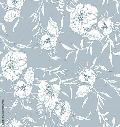 Classic Popular Flower Seamless pattern background - For easy making seamless pattern use it for filling any contours