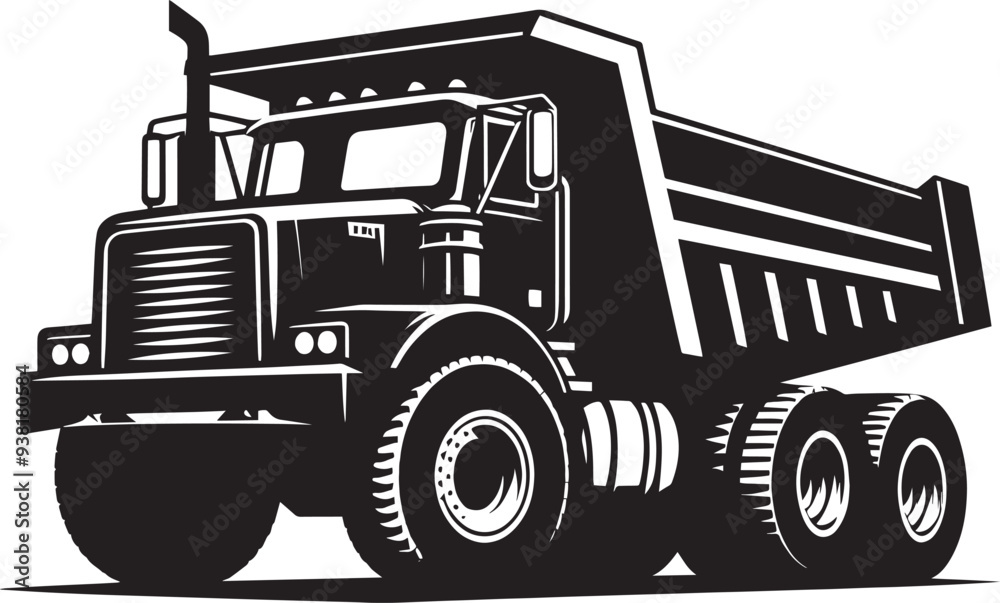 Naklejka premium Dump Truck silhouette vector illustration isolated on a white background