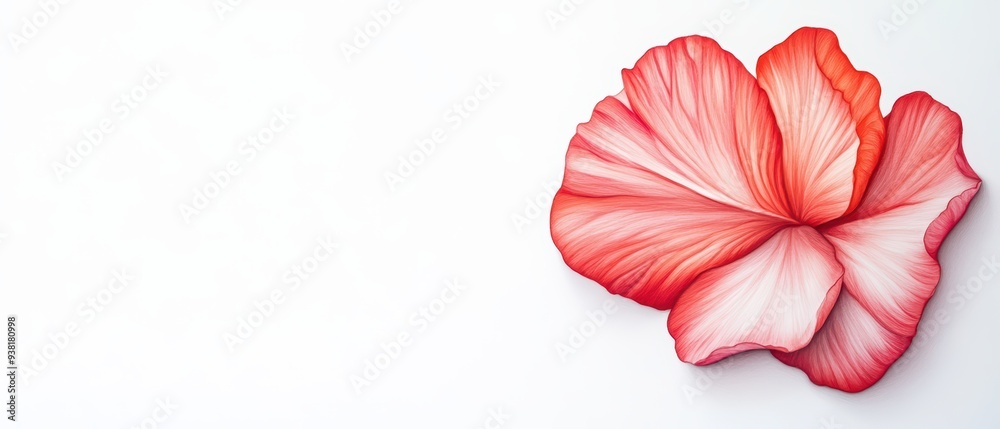 A vibrant red flower petal on a clean white background, ideal for nature-themed designs and floral presentations. A vibrant red flower petal on a clean white background, ideal for nature-themed designs and floral presentations.