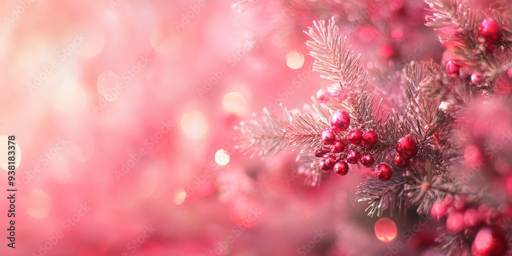 Sparkling crimson holiday background with festive decorations Sparkling crimson holiday background with festive decorations