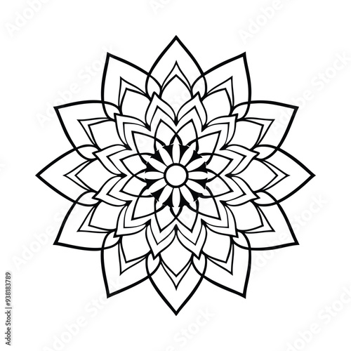 Flower Mandala coloring page. Vintage decorative elements. Oriental pattern, vector illustration