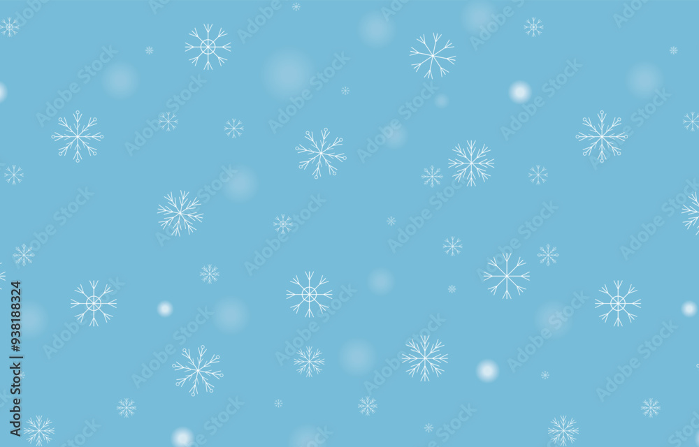 Seamless pattern of white snowflakes on blue background. Christmas snow flake repeat pattern.Vector graphic illustration background for winter. Seamless pattern of white snowflakes on blue background. Christmas snow flake repeat pattern.Vector graphic illustration background for winter.