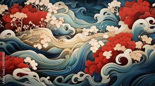 a pattern inspired by traditional Japanese kimono s.