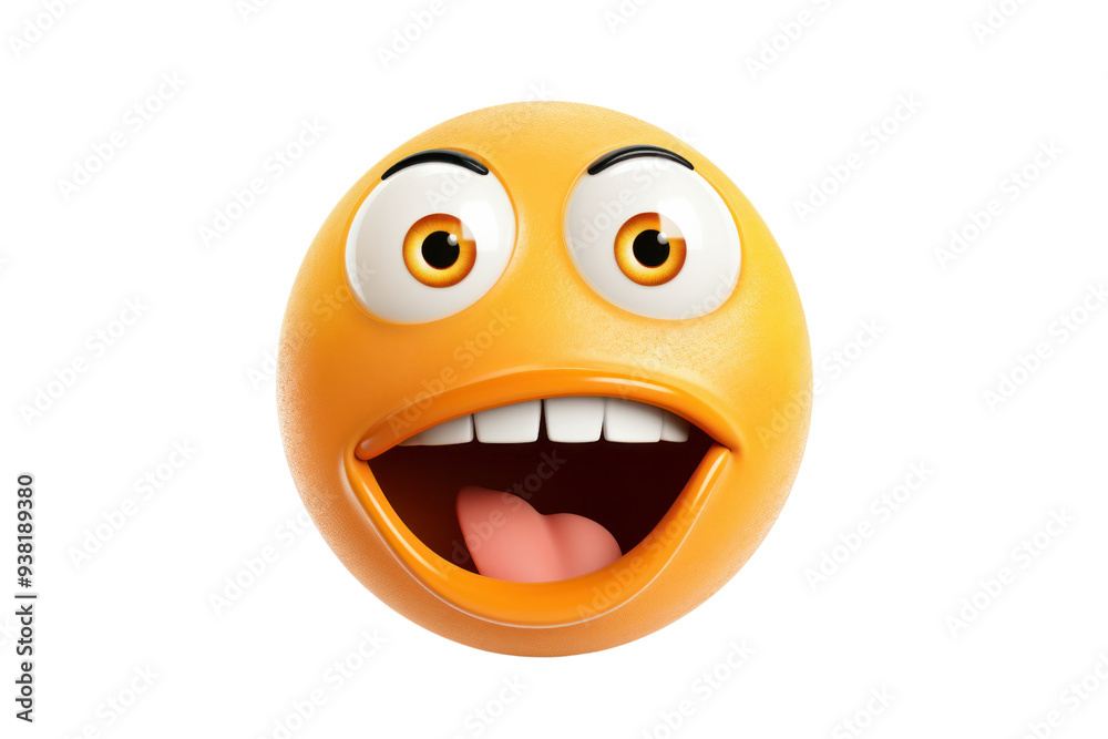 Fototapeta premium Fried Egg Emoji, Big Cartoon Egg Yolk and Smiley Face