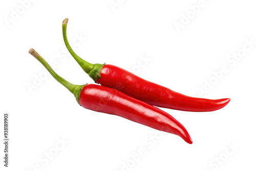 Fresh red chili peppers isolated on white background.