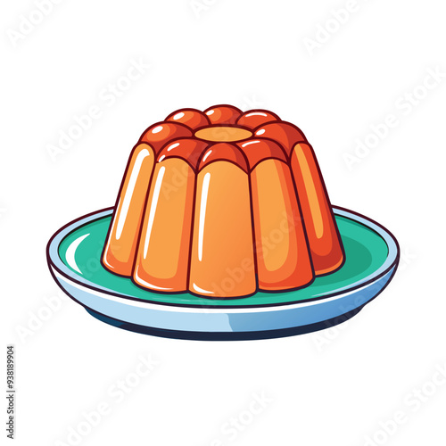 Jelly on a plate, 3D rendering, vector illustration