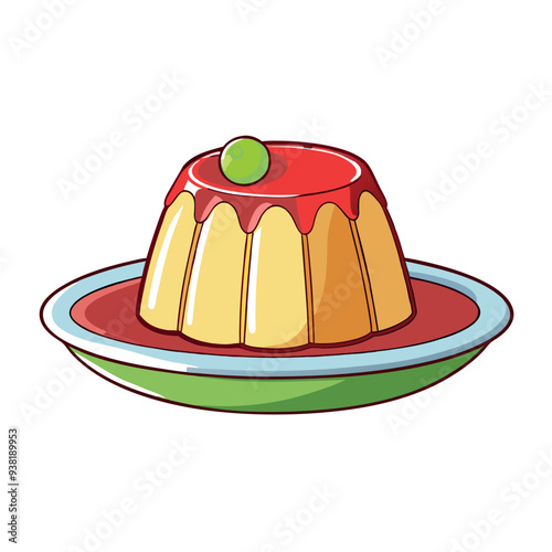 Jelly on a plate, 3D rendering, vector illustration