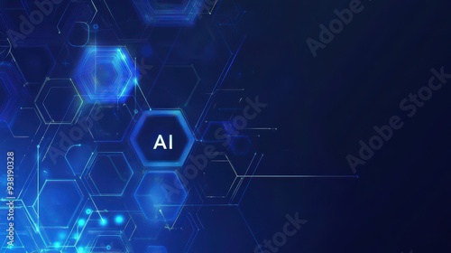 Digital Blue Background with AI Symbols.