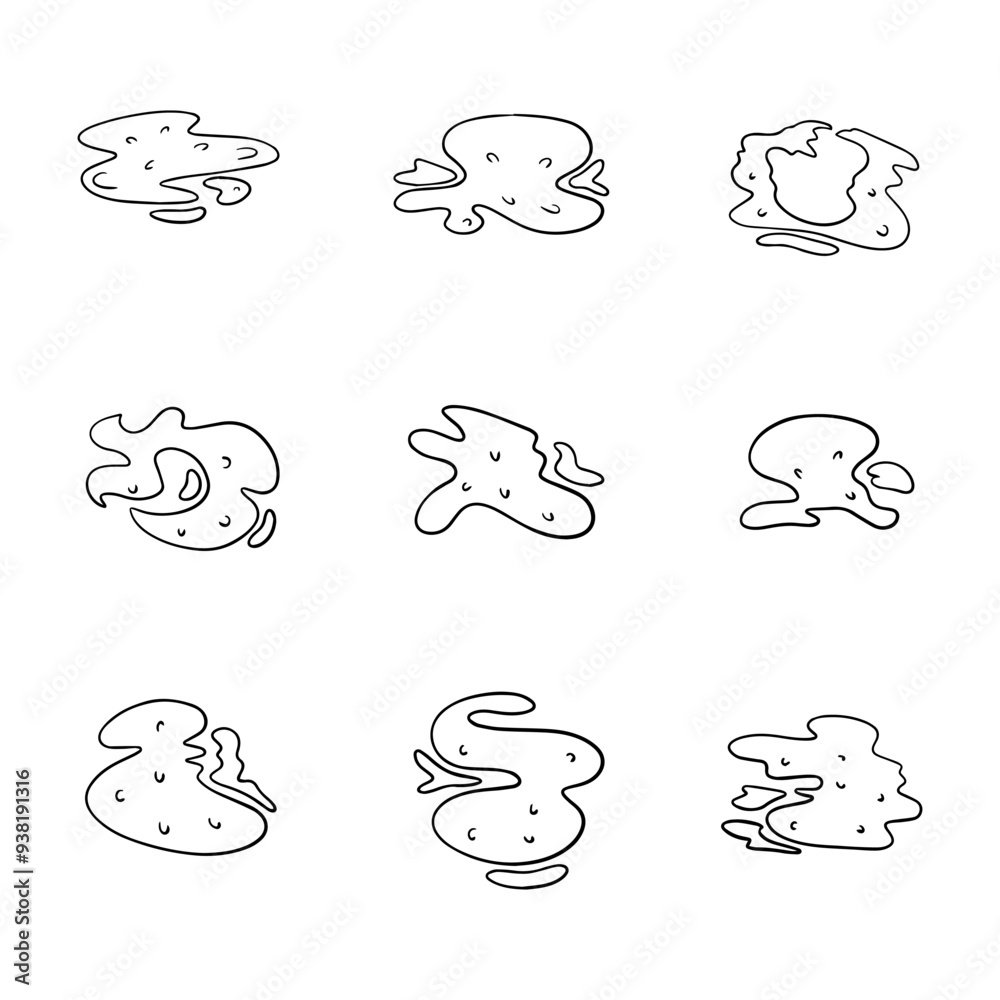 Obraz premium Puddle doodle line icon. Hand drawn outline. Concept isolated illustration