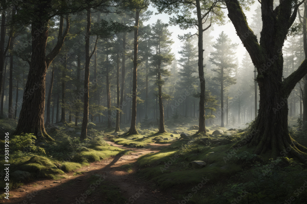 Chemin au milieu d'une grande foret Chemin au milieu d'une grande foret
