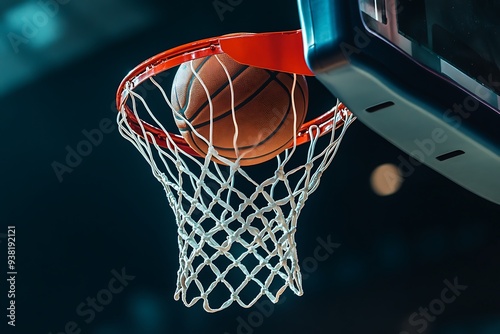 basketball hoop and ball in the net