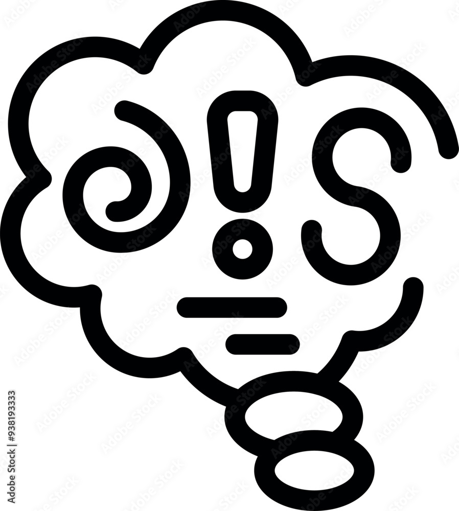 Thought bubble is expressing confusion with a spiral, question mark and exclamation mark Thought bubble is expressing confusion with a spiral, question mark and exclamation mark