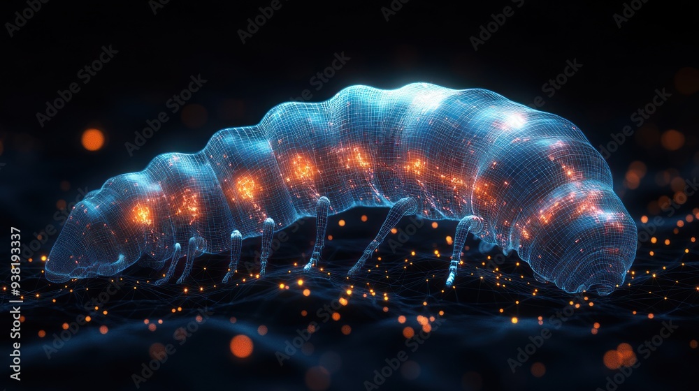 Digital Wireframe Caterpillar
