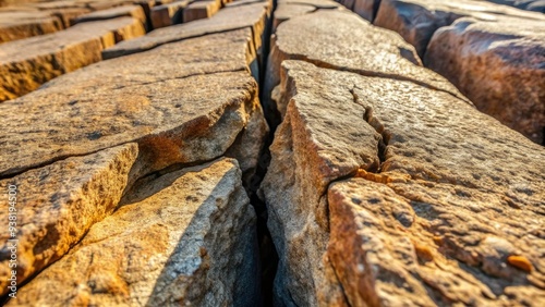 Close-Up Shot Of A Long, Narrow Crack Or Split In A Rock Surface, Showcasing The Geological Formation And Texture. photo